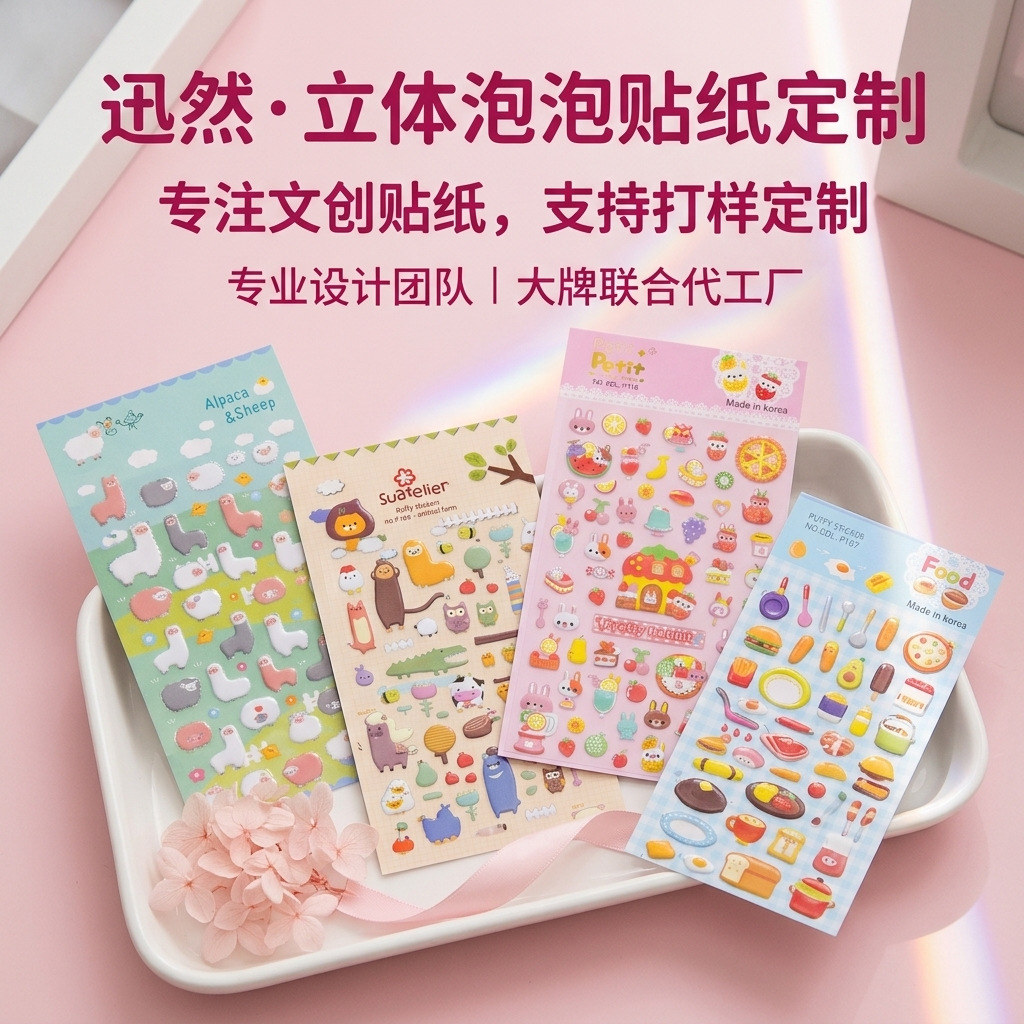 Manufacturer Custom-Made 3D Bubble Stickers, Creative Epoxy Journal Bubble Crystal Stickers, Cartoon 3D Bubble Stickers Customization