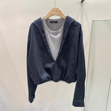 今年流行漂亮欧货轻奢小众设计高级感超好看洋气时髦深蓝色卫衣