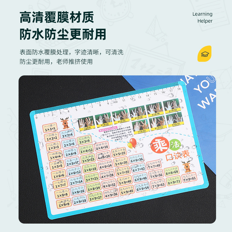 Wholesale 99 multiplication table card teaching aids for primary school second grade complete set of math addition, subtraction, multiplication and division table hard cards