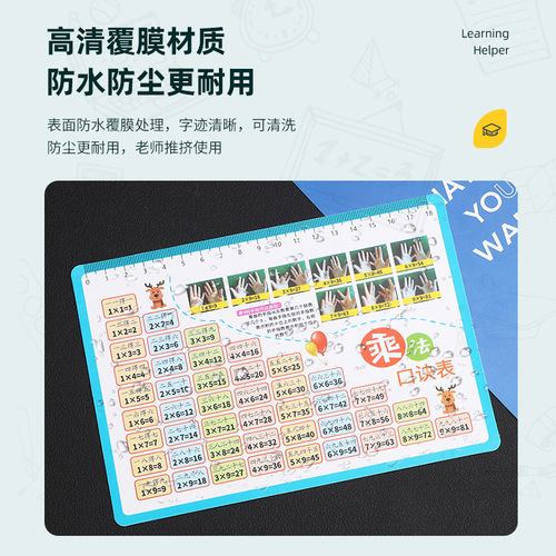 Wholesale 99 multiplication table card teaching aids for primary school second grade complete set of math addition, subtraction, multiplication and division table hard cards