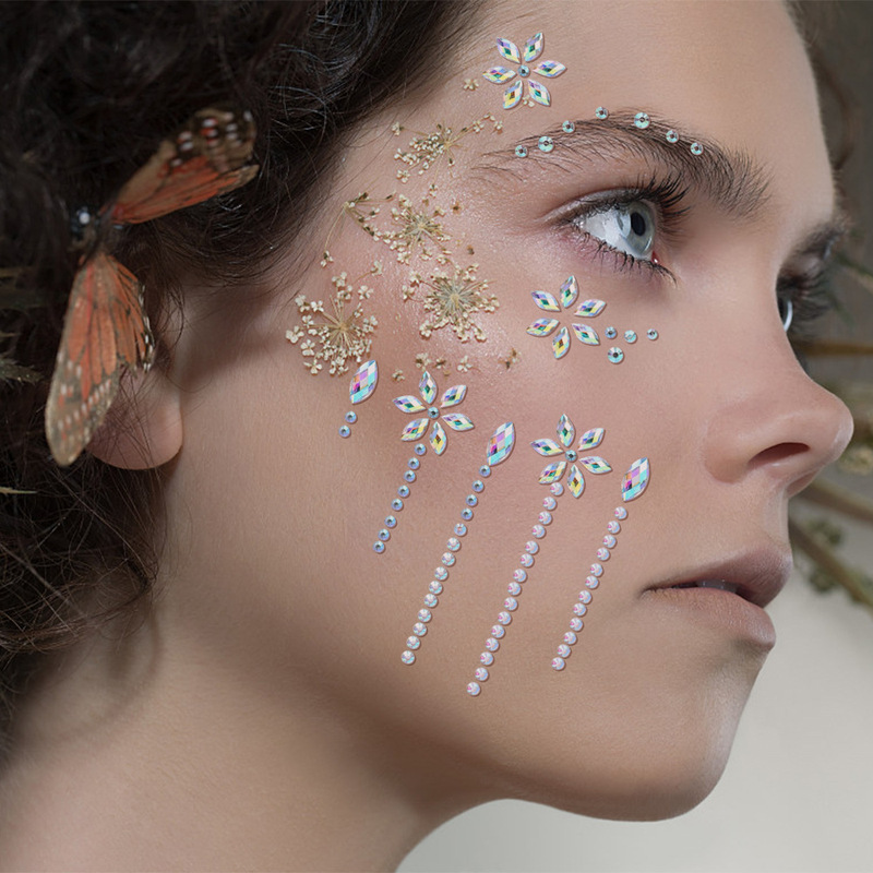 Eye Makeup Diamond Festival Body Decoration Crystal Temporary Tattoo Jewelry Sticker Self Adhesive Rhinestone Semi Permanent
