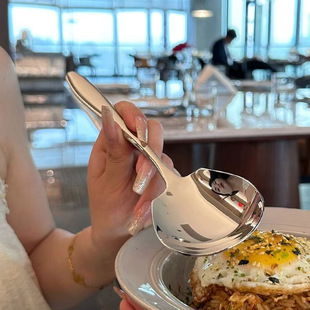 Large Stainless Steel Split Spoon Split Food Spoon Public Spoon Buffet Household Dessert Spoon Oversized Rice Spoon