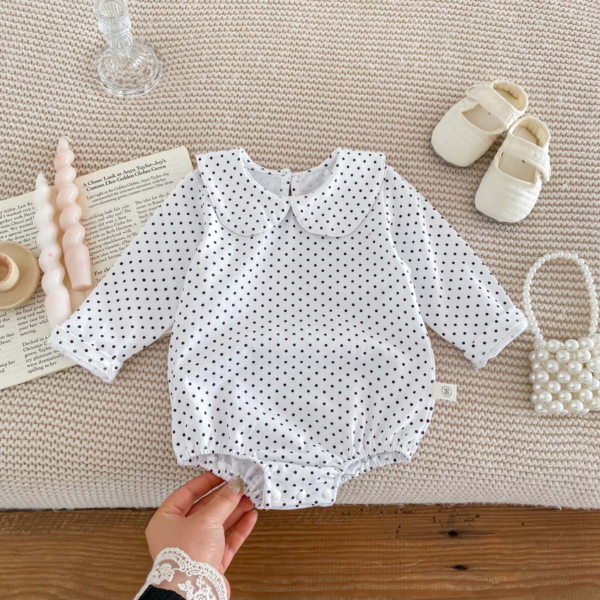 Bebé niños primavera y otoño muñeca collar triángulo bolsa pedo mameluco bebé niña manga larga tocar fondo desgaste exterior de una pieza mameluco