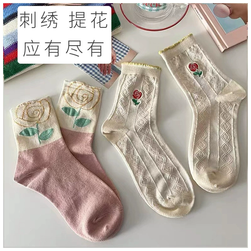 Three dimensional brand spring knee socks, internet celebrity, mid-length