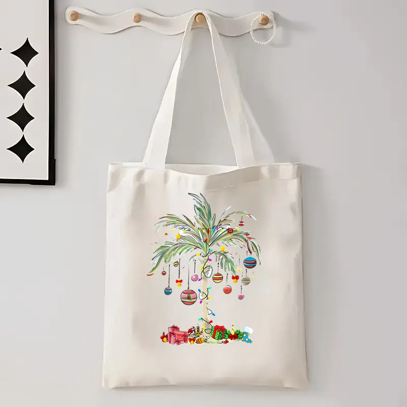 Cross-Border Men and Women Christmas New Year Canvas Bag Student Portable Storage Handbag Shopping Travel Shoulder Bag