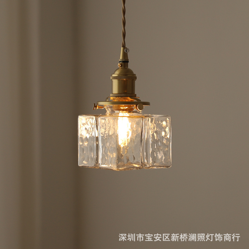 Japanese Retro Glass Chandelier Scandinavian Simple B&B Bedside Accessible Luxury Creative Restaurant Balcony Entrance Brass Lamp