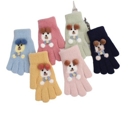 【New Wheat Point】 【Full Finger】 【Children】 【Knitted Wool Gloves】Processed into Adult Gloves for Children