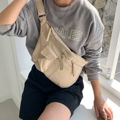 Korean new niche rivet crossbody bag student large capacity shoulder bag casual multi-pocket nylon dumpling bag for women