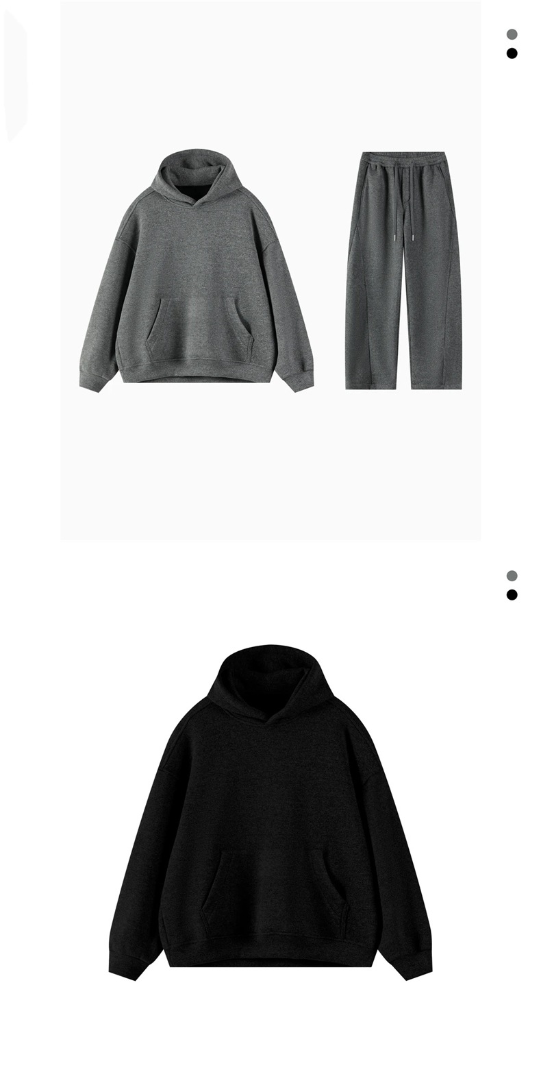 Men's Kangaroo Hooded Sweatshirt Solid Colour Fleece Hoodie_voghion.com