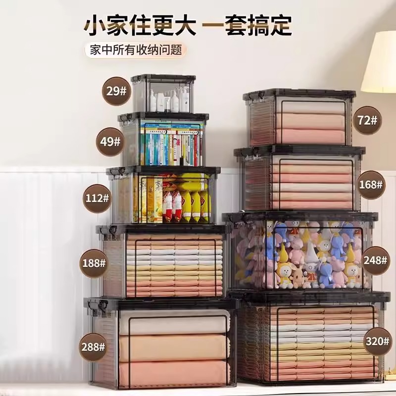 Caja de almacenamiento transparente, ropa para el hogar, juguetes, caja de almacenamiento de bocadillos, dormitorio de estudiantes, caja de almacenamiento de gran capacidad, suministros de almacenamiento