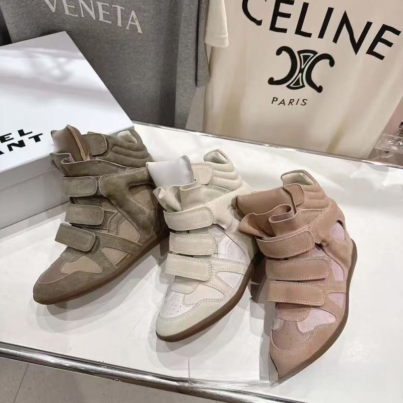 Isa Yisha New 2025 Hidden Height-Increasing High-Top Women's Shoes Color-Blocked Flat Casual Velcro Sneakers for Women