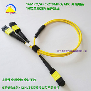 16MPO/APC-2 * 8MPO/APC Single Mode 16 Core MTP Female Head 10 Gigabit Fiber Jumper 16 Core to 2 8 Core