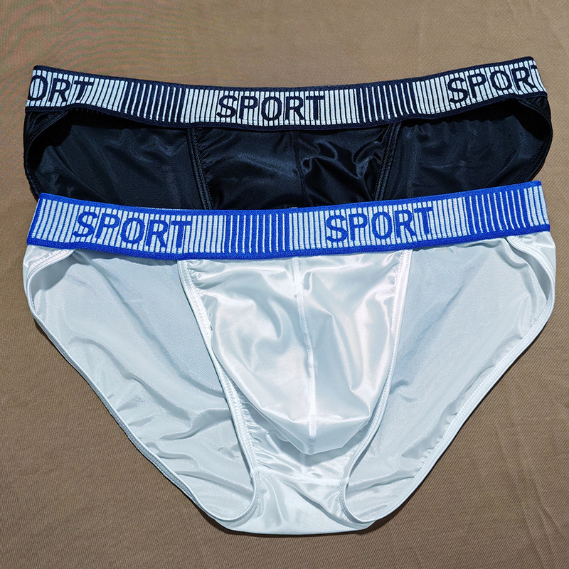 Oil light ice silk men's underwear high slit triangle close-fitting silky fashion personality boys shorts manufacturers in stock wholesale