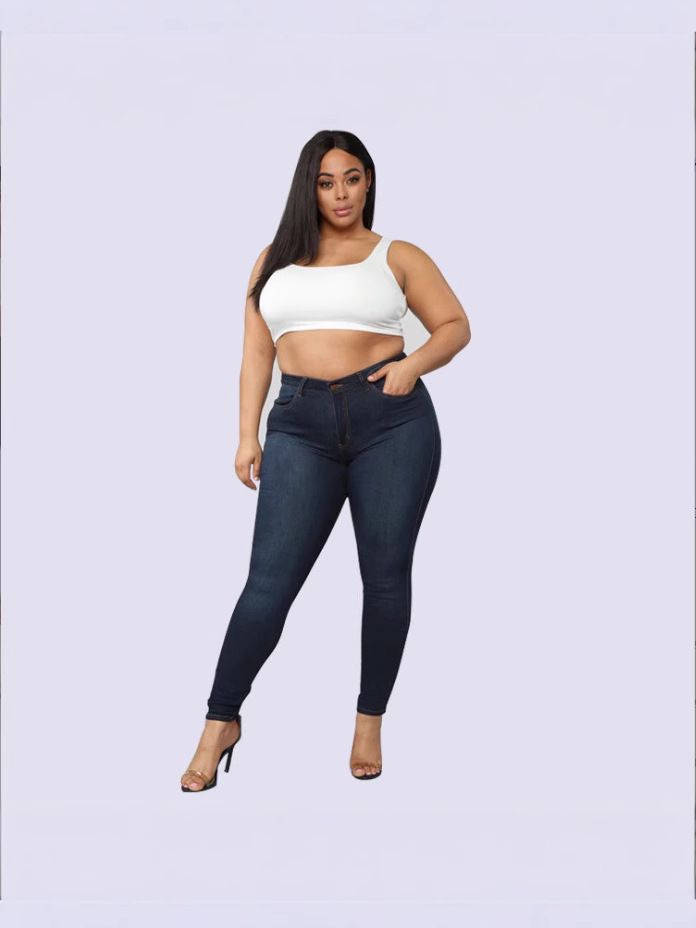 Vaqueros europeos y americanos transfronterizos eBay Amazon wish nuevos pantalones de mezclilla elásticos de moda de gran tamaño mujeres