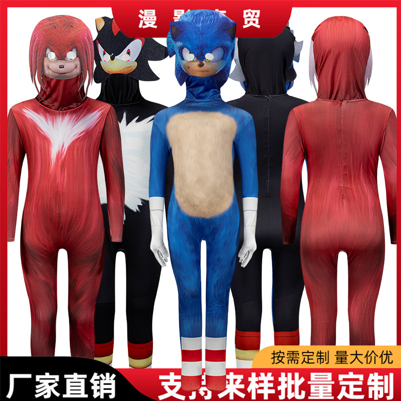 Sonic the Hedgehog 3 Cosplay Costume Children's Jumpsuit Tight-Fitting Outfit Sonic the Hedgehog Knuckles Performance Halloween Sonic the Hedgehog 3 Cosplay Costume Children's Jumpsuit Tight-Fitting Outfit Sonic the Hedgehog Knuckles Performance Halloween