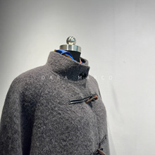 学院风小立领苏力羊驼绒羊毛牛角扣中长款双面毛呢大衣外套女秋冬