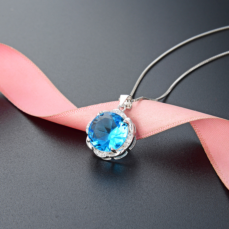 Transfronterizo europeo y americano moda elegante joyería collar s925 plata esterlina diamante ZIRCON cristal flor clavícula cadena colgante para las mujeres