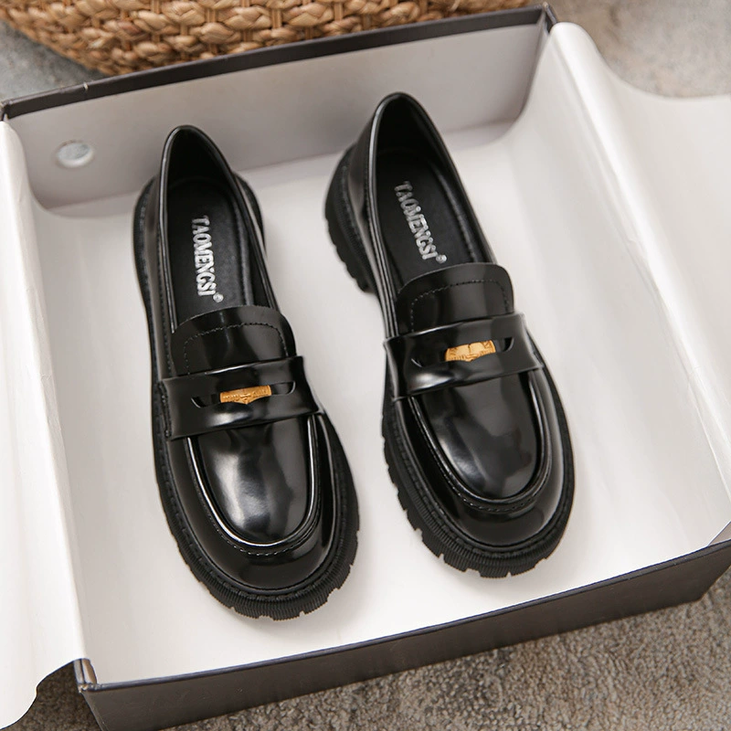 668-31 Huidong Yixinda черная мандала ~ маленькие золотые монеты ручной работы, лоферы на толстой подошве, женские маленькие кожаные туфли