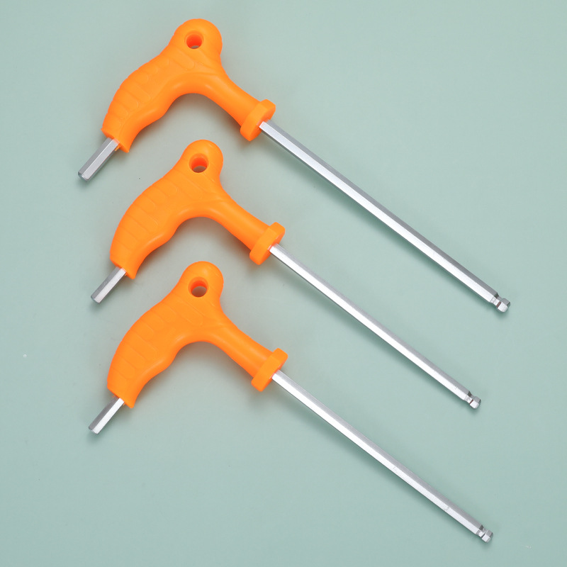 Suministro al por mayor de fábrica sola muleta cabeza plana mate alargado llave hexagonal mango de plástico hexagonal en forma de T