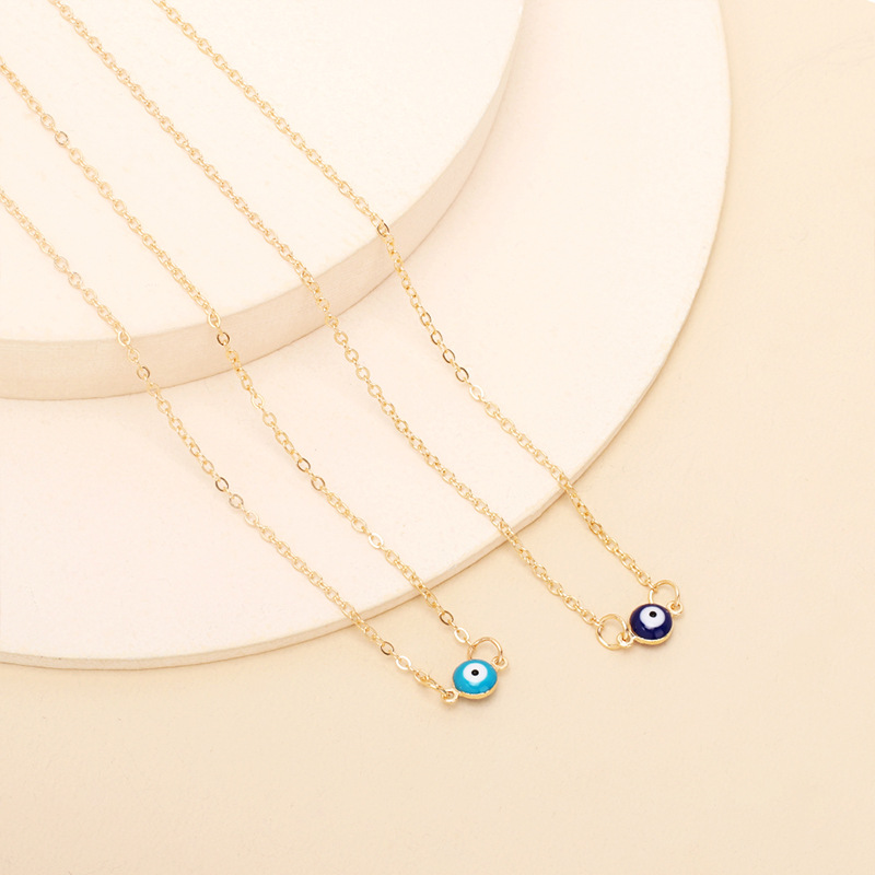 3g Weight Necklace Classification Wedding, Travel Occasion Women'S Gender Light Blue, Dark Blue Color Fashion Demon Eye Pendent Alloy Necklace Wholesale 4