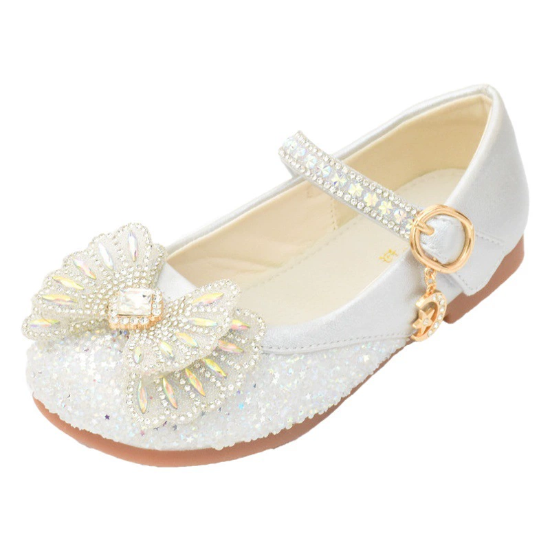 Детская обувь от производителей оптом весенне-Осенняя обувь принцессы для девочек и девочек с мягкой подошвой, маленькие кожаные туфли с мягкой подошвой, детская обувь с кристаллами