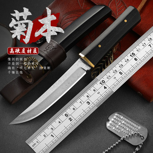 Damascus steel fruit knife portable portable knife emergency self-defense knife outdoor camping survival knife high hardness knife