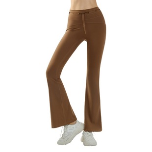 High Waist Drawstring Flared Pants Summer Naked Slim-Fit Yoga Pants Women's Belly-Tinting Hip-lifting Slim-fit Sports Fitness Pants