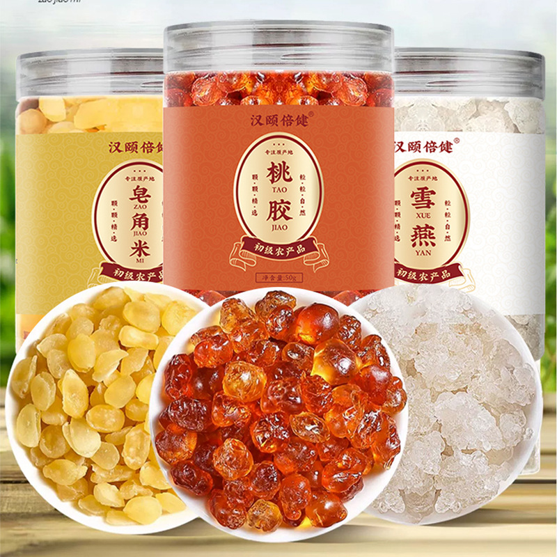 Peach gelatin silk snow yam soap pod rice combination dry goods canned peach gelatin snow yam soap pod rice gel Yan Sanbao easy to swell 