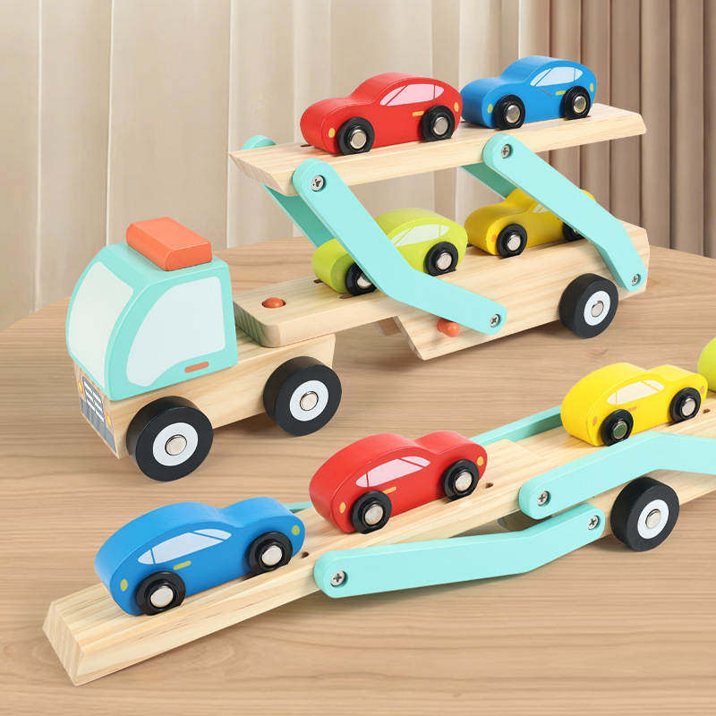 New Wooden Double-Decker Vehicle Early Education Simulation Traffic Model Double-Decker Transport Vehicle Excavator Detachable Wooden Toy New Wooden Double-Decker Vehicle Early Education Simulation Traffic Model Double-Decker Transport Vehicle Excavator Detachable Wooden Toy