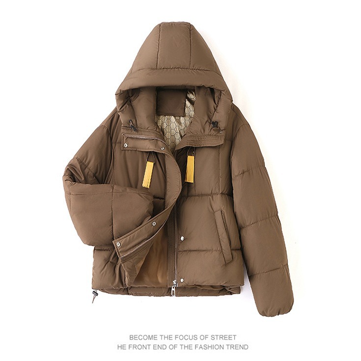 sieviešu īss korejiešu 2024. gada ziemas apģērbs, jauna brīva kokvilnas maza un bieza maizes jaka, moderna dūnu jaka_voghion.com