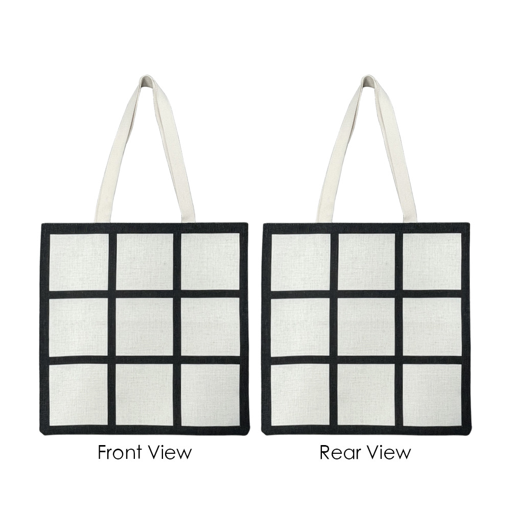 批发热升华空白九宫格手提袋 印刷logo麻布热转印购物袋