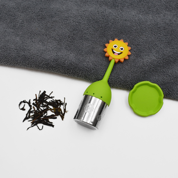 不锈钢茶滤太阳花笑脸硅胶茶隔 硅胶茶漏 不锈钢茶球茶格厨房工具
