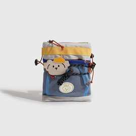 卡通小狗露营风单肩斜挎包户外出游手机包杂物大容量收纳包零钱包