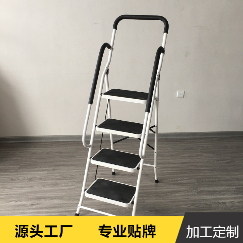 源工場の厚い高手すり側ガードレール家庭用鉄梯子炭素鋼管折り畳み可能な移動人字梯子|undefined