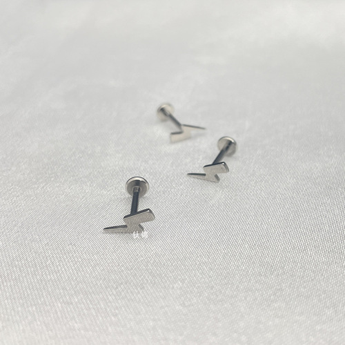 Titanium Brocade Piercing Jewelry F136 Titanium Alloy Three-dimensional Lightning Earrings and Lip Nails 16G Small Ear Bone Nails Jewelry Wholesale
