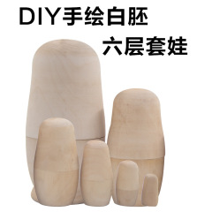 卸売りロシアの人形六階の上質な白胚子供diy手描き玩具木製工芸品置物プレゼント
