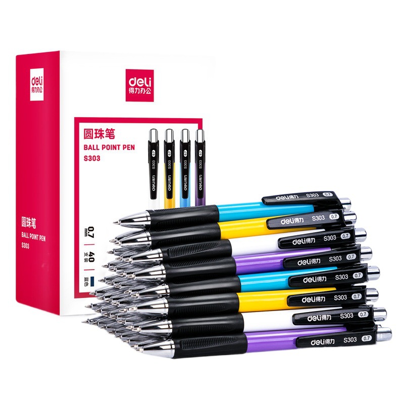 Deli S303 bolígrafo azul pluma de oficina de recarga 0,7mm prensa bolígrafo pluma suministros de oficina