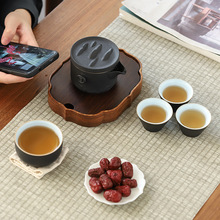 簡約旅行茶具便攜式茶具日式茶水分離套裝快客杯一壺四杯定制logo