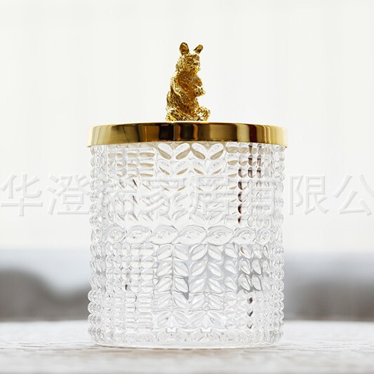 新工場直供高白金属蓋ガラスキャンディー缶家庭装飾収納缶綿棒筒化粧品箱|undefined