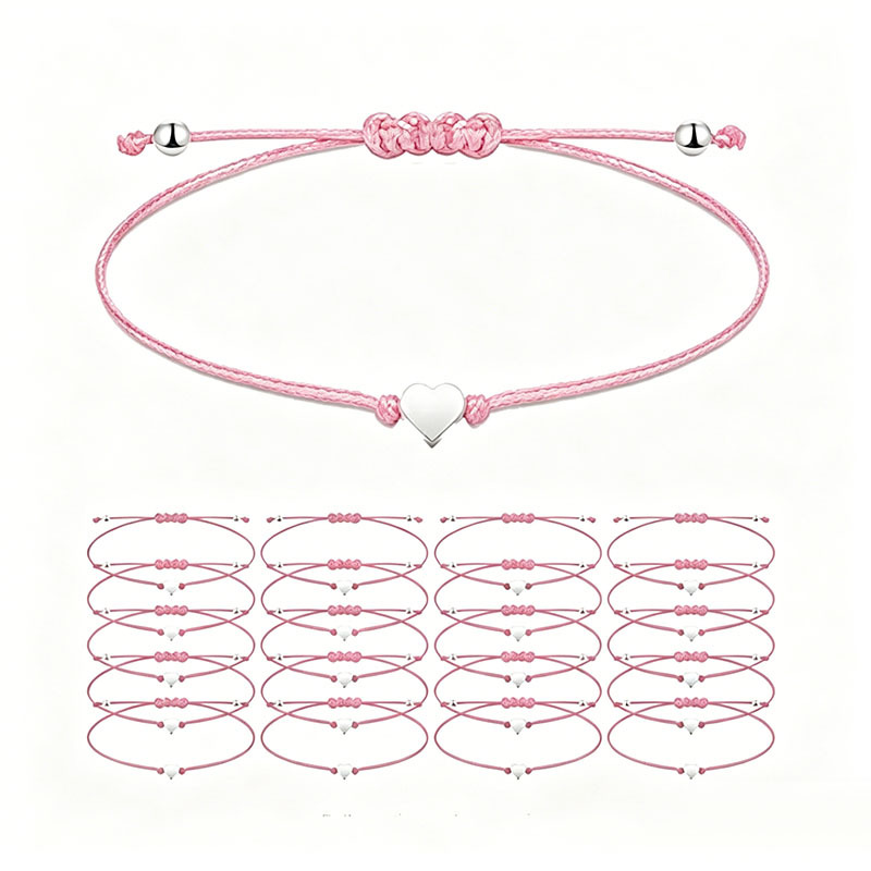 Cross-Border Hot-Selling Pink Friendship Bracelets, Simple Love-Themed Bracelets, Wholesale in Stock
