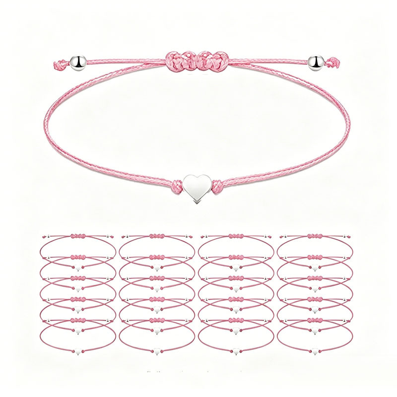 Cross-Border Hot-Selling Pink Friendship Bracelets, Simple Love-Themed Bracelets, Wholesale in Stock Cross-Border Hot-Selling Pink Friendship Bracelets, Simple Love-Themed Bracelets, Wholesale in Stock