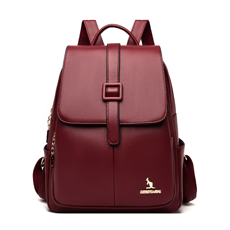 Mochila de cuero suave de las Mujeres Nuevo estilo coreano versátil gran capacidad de las mujeres mochila de viaje bolso de la momia estudiante mochila