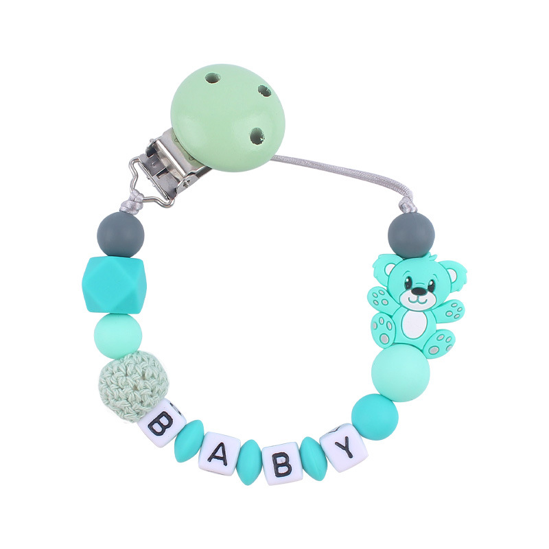 Nuevo bebé suministros de dibujos animados animal oso calmante bebé Cadena de chupete de silicona mordedura cadena anti-caída molar