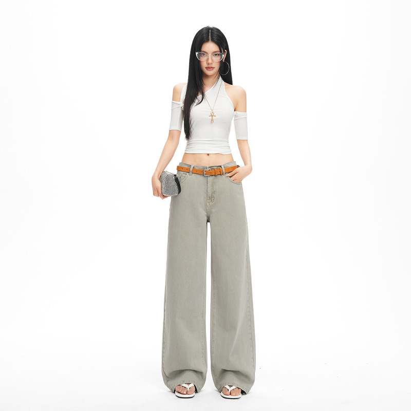 26 New Season Khaki Color Series Low Saturation Active Dye Washed Jeans Simple Classic Slimming Straight Pants