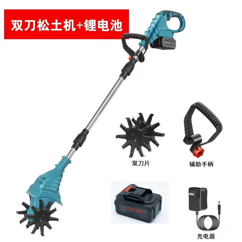 源头工厂新款折叠锂电微耕机松土机农用翻土机家用电动锄头旋耕机|undefined
