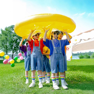 Children's Performance Clothing Denim Strappers Dance Chorus Clothing Primary School Students' Autumn Games Cheerleading Performance Clothing