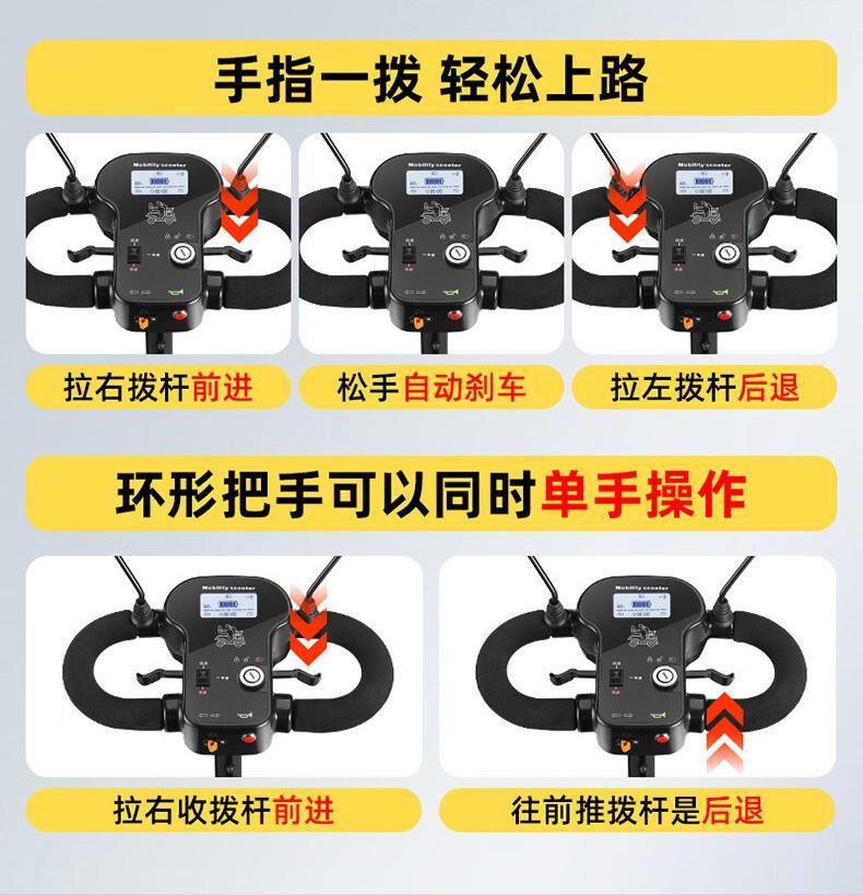 Electric Four-Wheeler for the Elderly, Household Dual-Seater Mobility Scooter for Disabled People, Foldable Small Electric Vehicle