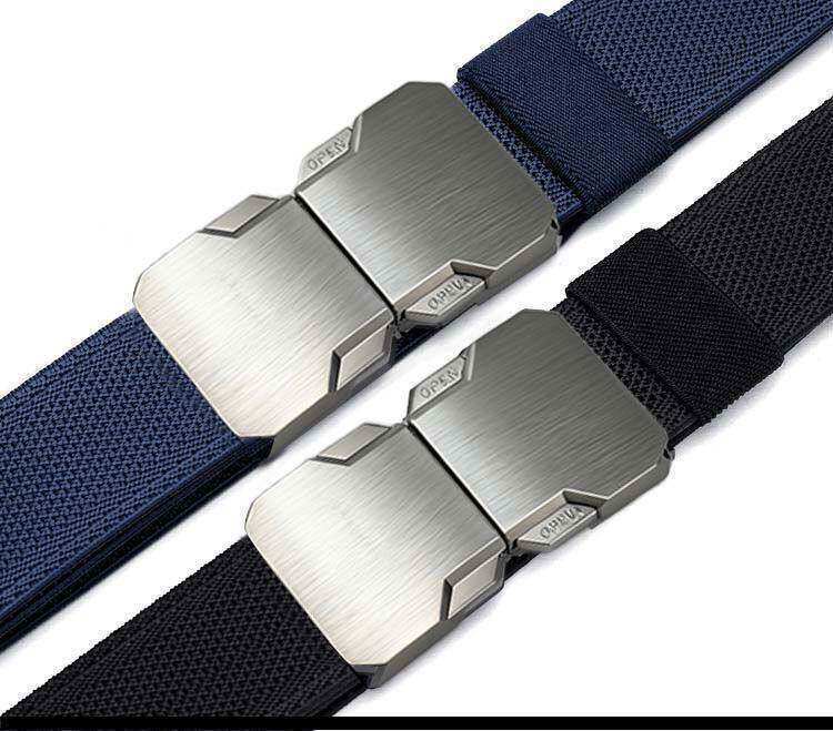 Tactical Elastic Waist Belt for Men - New Outdoor Quick Release Double-Buckle Canvas Nylon Woven Adjustable Belt