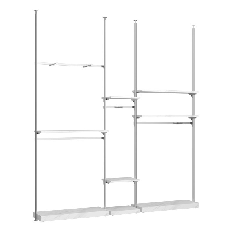 Acero inoxidable Tianzhu tienda de ropa estante de exhibición estante de exhibición tipo piso simple elevación de pared superior armario de prendas de hombre