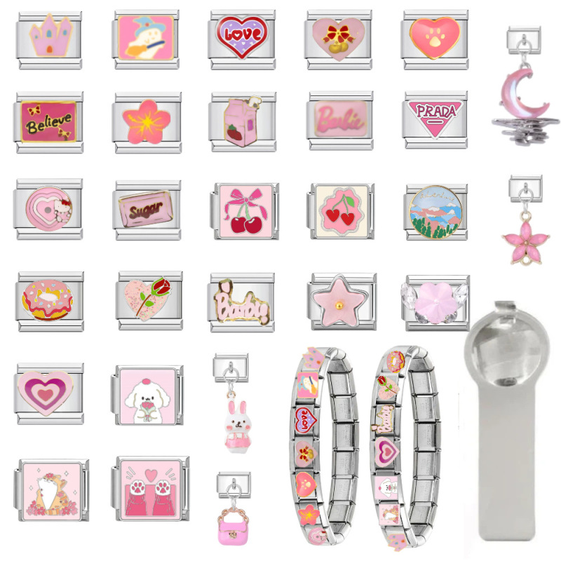 Module Bracelet DIY Watch Strap Pink Series Landscape Moonstone Bracelet Pendant Niche DIY European and American Jewelry Accessories